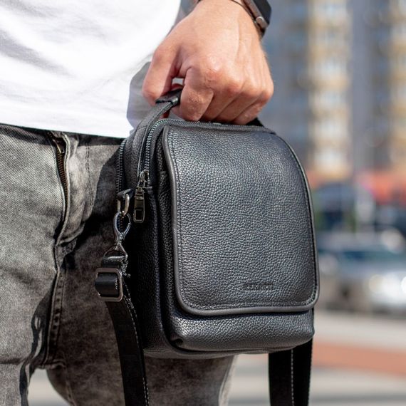 Чоловіча шкіряна сумка-барсетка через плече з ручкою TD-22011 | Зображення 3