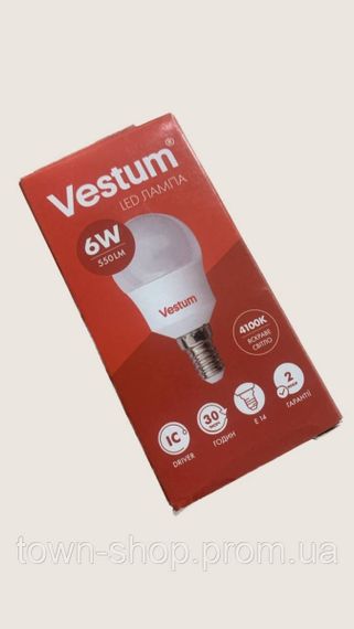 Лампа LED Vestum G-45 E14 1-VS-1203 6 Вт | Зображення 1