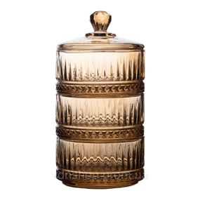 Цукерниця триярусна скляна Ø 10 см ваза цукерниця кругла з кришкою HP-YH-73