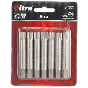 Набір біт Ultra Spline M12×75мм 10мм 7шт S2 (блістер) 4016002
