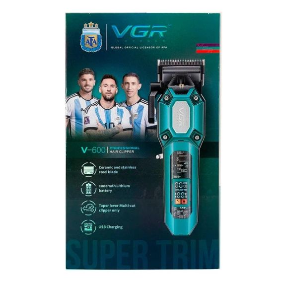 Машинка для стрижки (clipper) VGR V-600 Green, 6 насадок, регулятор высоты, LED display, 7000 RPM | Зображення 4