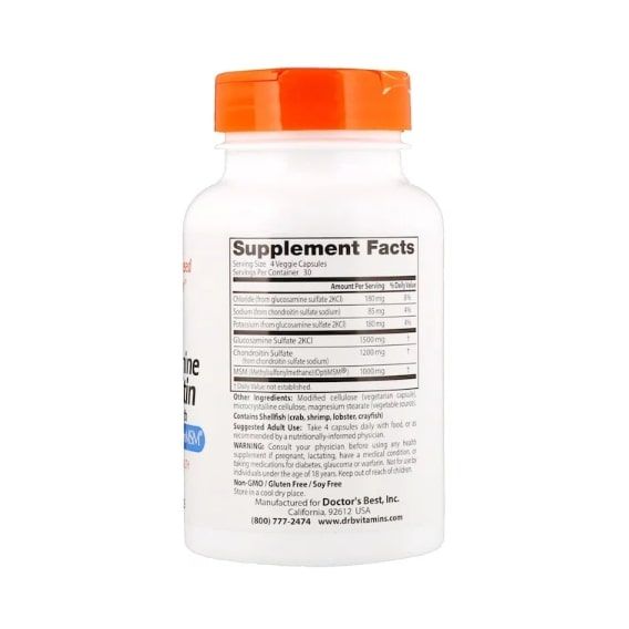 Препарат для суглобів та зв'зок Doctor's Best Glucosamine Chondroitin MSM with OptiMSM 360 Caps DRB-00364 | Зображення 1