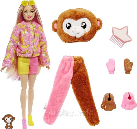 Лялька-сюрприз Barbie Cutie Reveal Monkey Plush Барбі в костюмі, Мавпочка Милашка проявляшка, мартишка Оригінал | Зображення 2