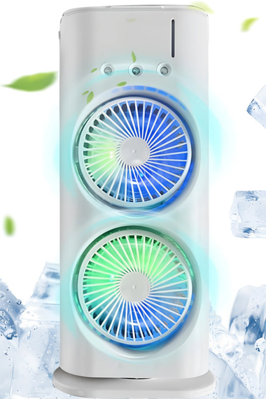 Вентилятор настільний подвійний з охолодженням 5 Вт Double-ended Spray Fan LED-підсвічування 3 швидкості, розпилювач водяного туману | Зображення 2