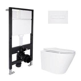 Готовое решение Qtap для ванной комнаты: подвесной унитаз Swan Ultra Quiet 485x360x320 + комплект инсталляции Standard (линейная