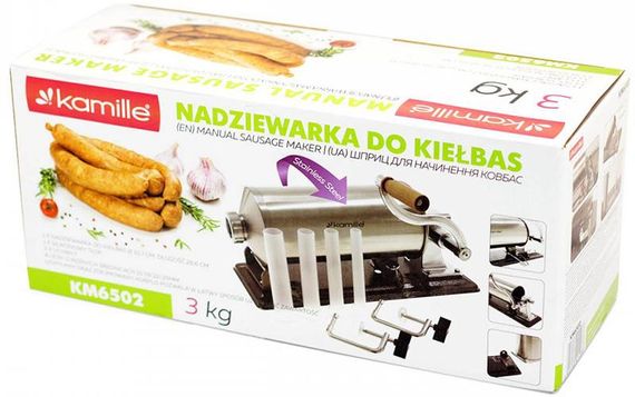 Шприц для наповнення ковбас Kamille 3кг з 4-ма насадками | Зображення 1