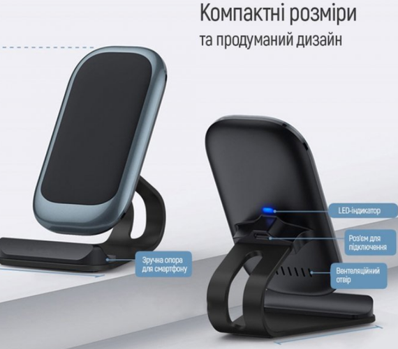 Зарядний пристрій бездротовий універсальний блакитний CW-CHW30Q-BL ColorWay | Зображення 2