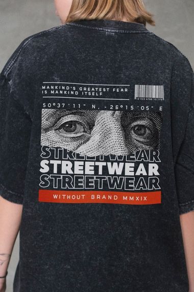 Виварена Оверсайз Футболка Without Washed З Принтом Streetwear Black | Зображення 4