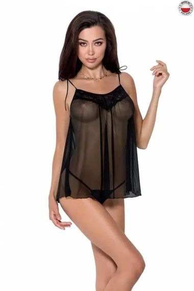 Пеньюар прозрачный MELANIA CHEMISE black S/M - Passion Sex Aura