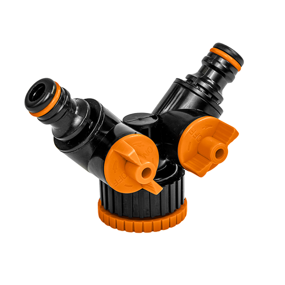 Трійник редукційний Bradas BLACK LINE з внутрішньою різьбою 1"/ 3/4" з запірними кранами ECO-PWB2222L