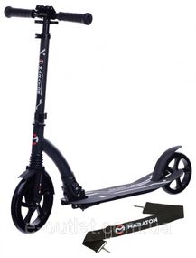 Самокат Maraton Air Max 230 мм Двоколісний самокат для підлітків і дорослих із затискачем ручок і широкою декою Чорний
