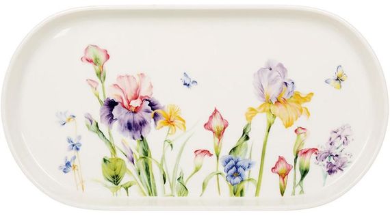 Набір 6 порцелянових овальних тарілок "Iris" 30х16см, плоска з низьким бортом