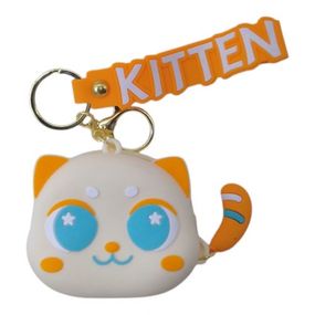 Кошелек-монетница с карабином "Котик", бежевая