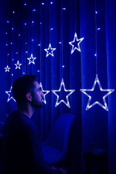 Гірлянда Xmas STAR CURTAIN 12 BlueЗіркиXPRO3M*80CM*50CM (47678-8112_223)