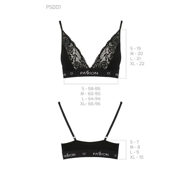 Эластичный топ с кружевом Passion PS001 TOP black, size S | Зображення 5