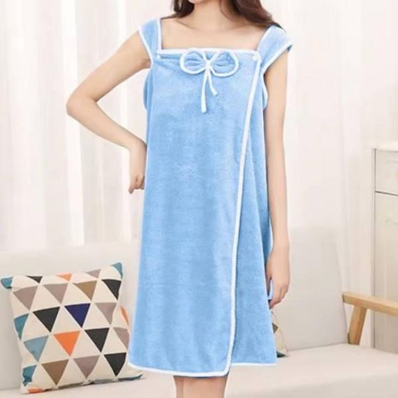 Рушник-халат жіночий швидкосохнучий з отворами для рук Синє