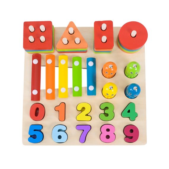 Дитяча дерев’яна іграшка "4 в 1" C9404 рибалка, ксилофон | Зображення 1