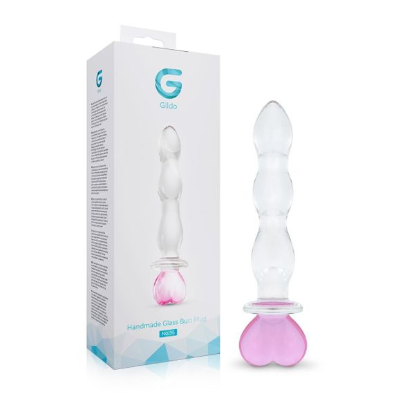 Скляний анальний ланцюжок Gildo Glass Butt Plug Heart Shape No. 35 Sex Aura | Зображення 5