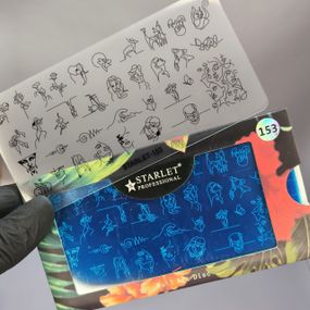 Пластина с трафаретом 153 для стемпинга Starlet Professional (12х6см)