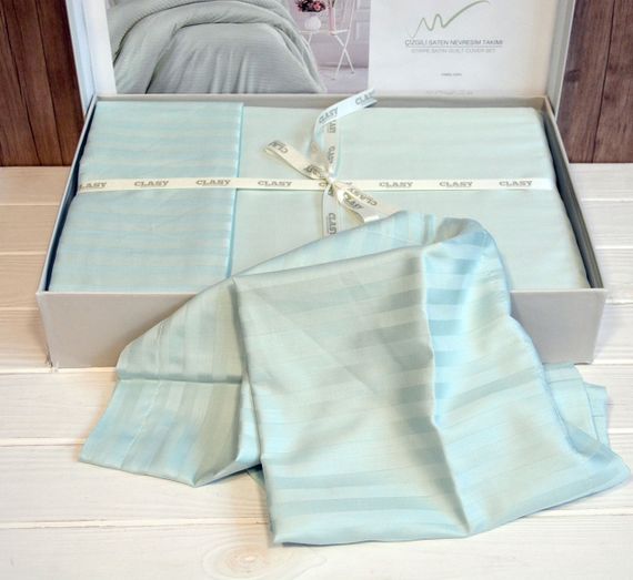 Постільна білизна Clasy Stripe Satin 200х220 Mint | Зображення 3