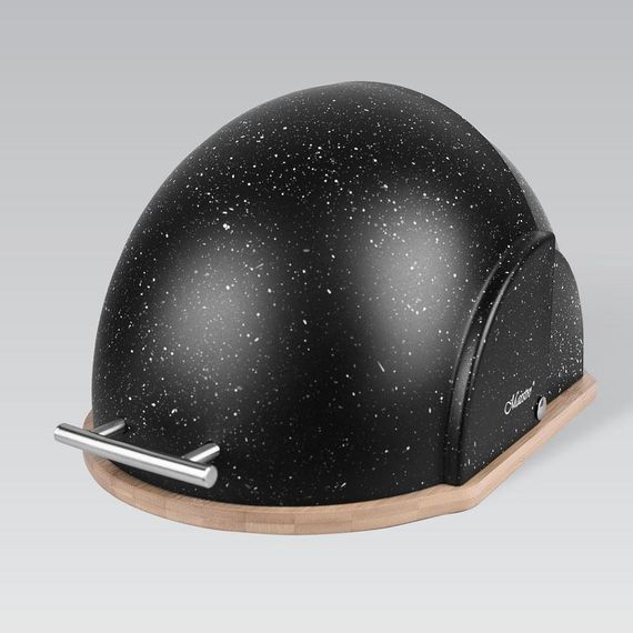 Хлебница деревянная Maestro MR-1678G-BLACK черная с пластиковой крышкой