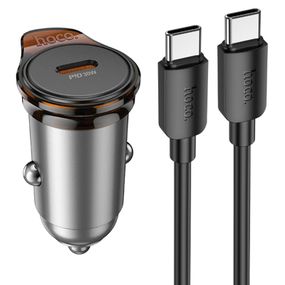 АЗП Hoco NZ16 Rigorous PD30W (1USB-C) + кабель Type-C to Type-C Metal grey