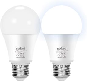 Светодиодная лампа с датчиком света, от заката до рассвета, с автоматическим включением, E27, 600LM, 60W 6000