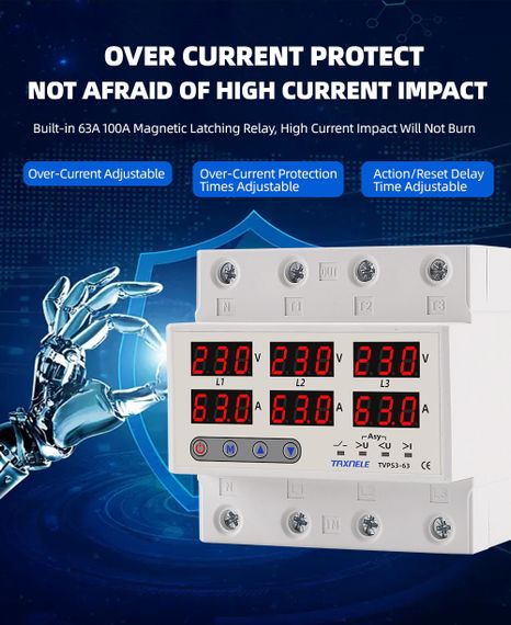 Трифазне реле напруги Taxnele 100а 230v*3 | Зображення 2