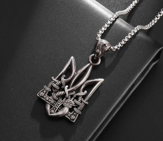 Кулон підвіска Primolux Saber тризуб з гербом України та ланцюжком - Silver | Зображення 6