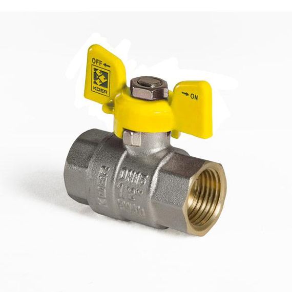 Кран кульовий KOER KR.217.G - 1/2" FF ГГМ YELLOW, ручка "метелик" жовта (KR0032) | Зображення 2
