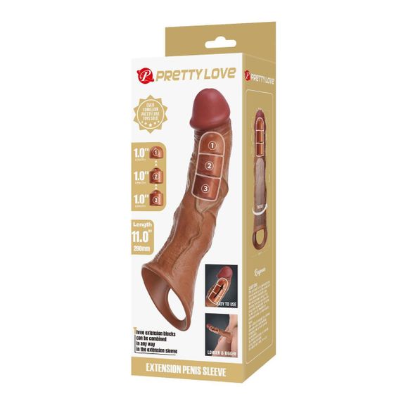 Подовжуюча насадка Pretty Love - Extension Penis Sleeve with Modular Length Blocks Brown, BI-026280-1 Sex Aura | Зображення 8