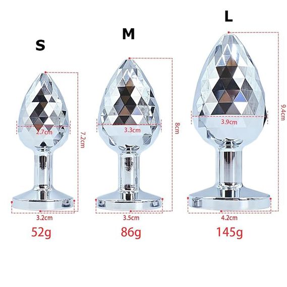 Набір анальних пробок з медичного сплаву з фасетним огранюванням та кристалом | Зображення 1