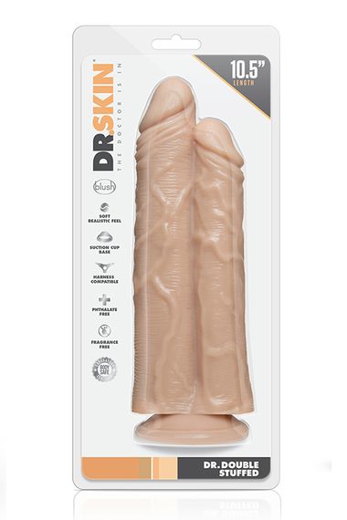 Подвійний фалоімітатор Dr. SKIN DR. DOUBLE STUFFED FLESH, Телесный | Зображення 1