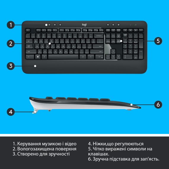 Комплект Logitech MK540 Advanced Wireless UA Black (920-008685) | Зображення 5