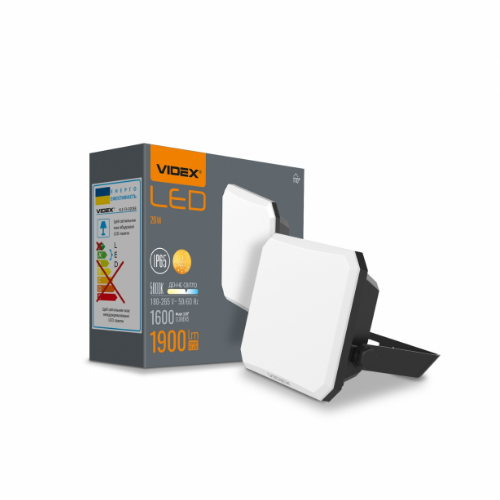 LED Прожектор 20W 5000К 220V чорний VLE-F3-0205B F3 Videx