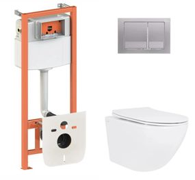 Набір Qtap Nest 4 в 1 підвісний унітаз Jay Ultra Quiet 520x360x320 + комплект інсталяції QT07335175W48204