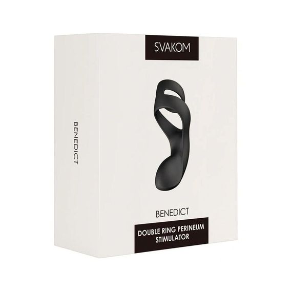 Подвійне ерекційне віброкільце Svakom Benedict Black для пар та стимуляції промежини | Зображення 7