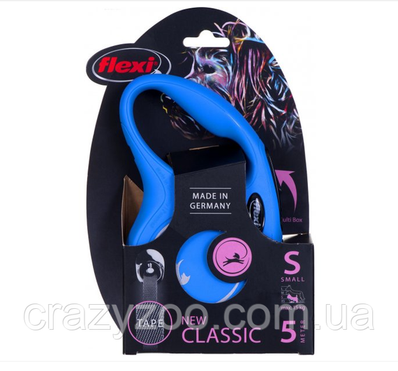 Повідець-рулетка для собак Flexi New Classic S до 15 кг синя стрічка 5 м 11832 | Зображення 4