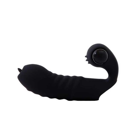 Вібратор на палець з язичком Чорний | Зображення 2