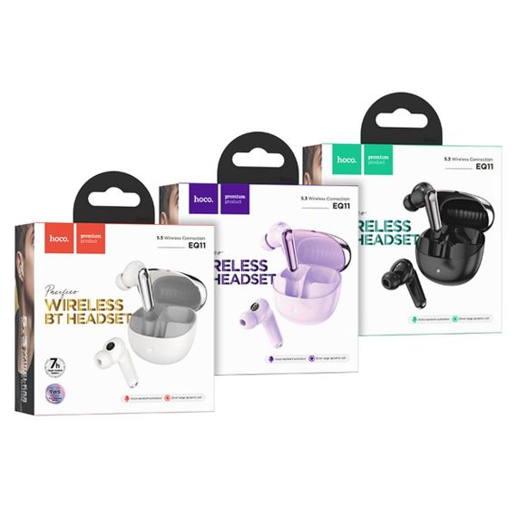 Беспроводные наушники HOCO EQ11 Pacifico true wireless BT headset Milky white | Зображення 3