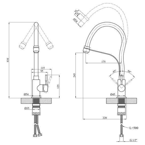 Змішувач для кухні Kroner Element 211512B-0101 (CV035980) | Зображення 9