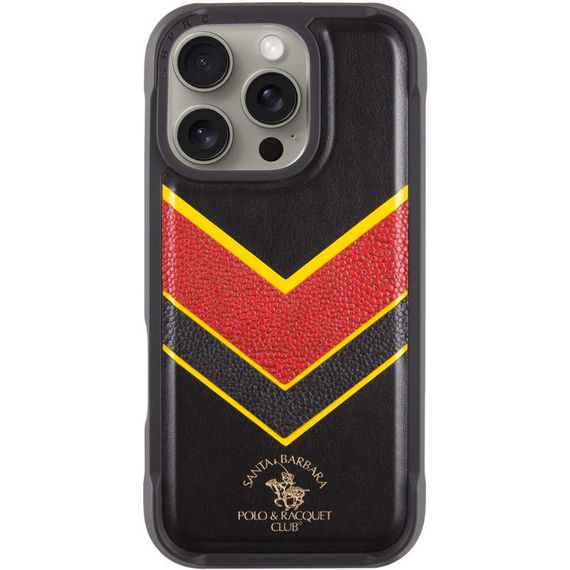 Шкіряний чохол Polo Santa Barbara Barton для Apple iPhone 16 Pro Max (6.9") Натуральна шкіра, Black / Yellow