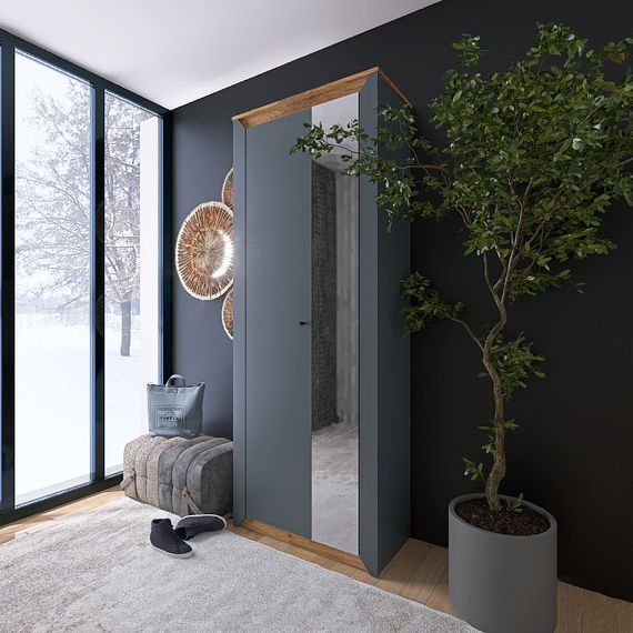 Шафа-пенал із дзеркалом Еверест Нордік-800 Графіт/Дуб крафт золотий (EVR-5540) | Зображення 3