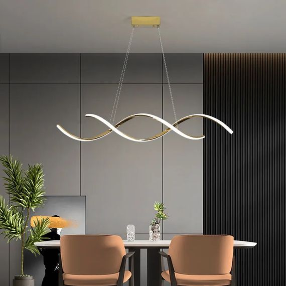 Люстра світлодіодна підвісна LED світильник для квартири на стелю лед 26971 Золото 25-100х14х120 см. | Зображення 8