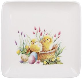 Набір 6 квадратних тарілок "Easter Melody" 15х15см (Курчата), фарфор
