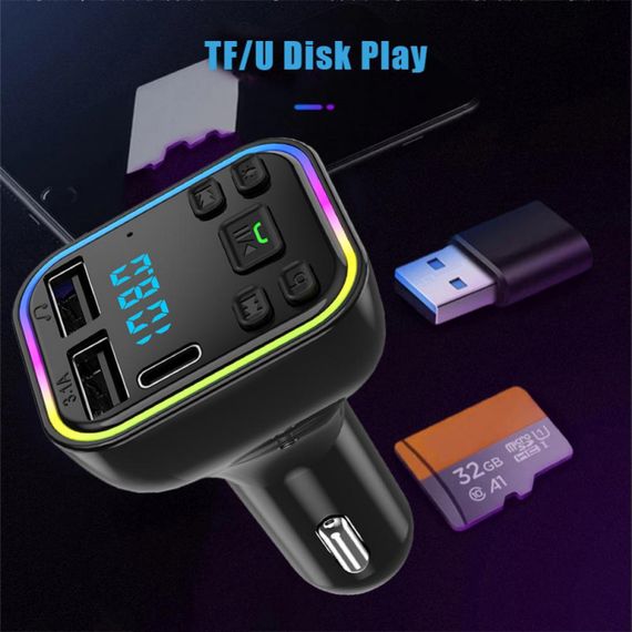 Модулятор FM,2 USB,1-Type C Car Fm player G39 | Зображення 9
