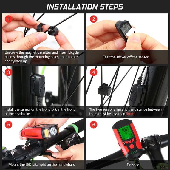 Велофонарь для велосипедов с аккумулятором AS0808-XPG+2LED(yellow)+2COB(red), Фара led для велосипеда XQ-48 | Зображення 6