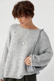 В'язаний мохеровий джемпер із широкими рукавами - сірий цвет, ONE SIZE (є розміри)