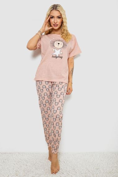 Пижама женская с принтом, цвет пудровый, 243R15468