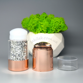 Двойной силиконовый штамп для стемпинга с серебряными стразами (диаметр 25мм)